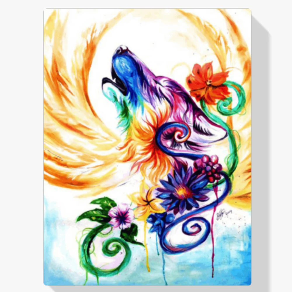 Pintura Diamante - Lobos Arco Iris