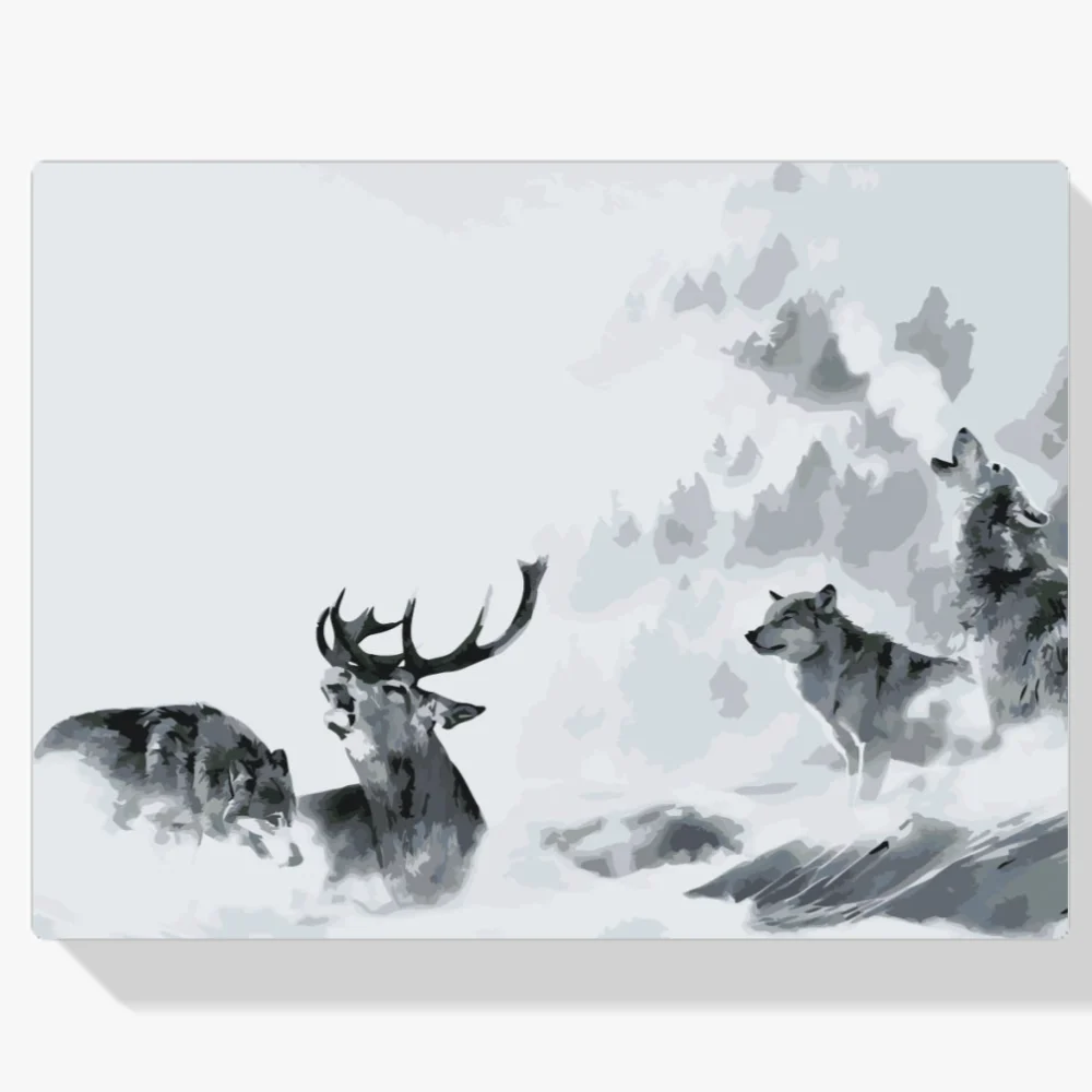 Pintura Diamante - Lobos a la caza