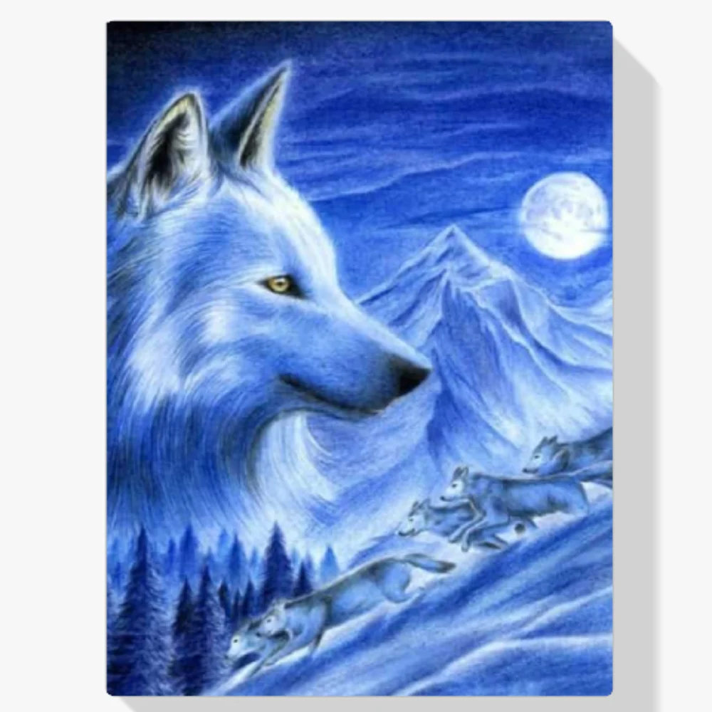 Pintura Diamante - Lobos en la nieve