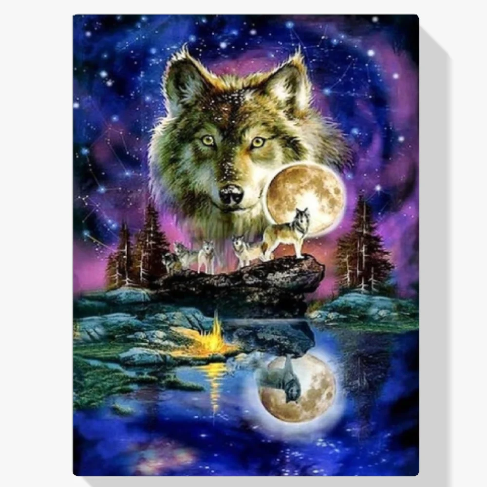 Pintura Diamante - Lobos mágicos