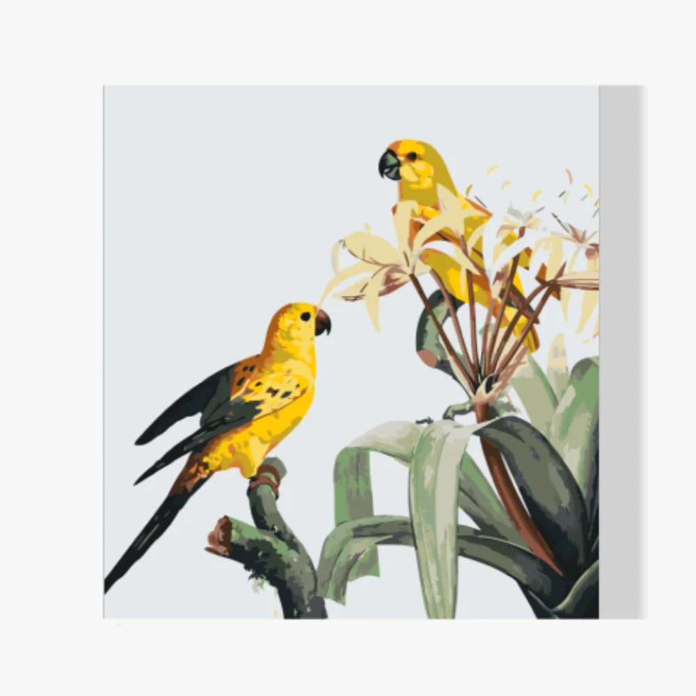 Pintura Diamante - Loro en una flor