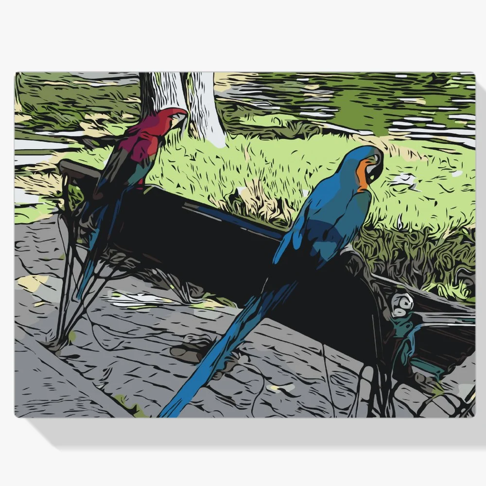 Pintura Diamante - Loros en el parque