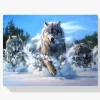 Pintura Diamante - Los lobos corren por la nieve