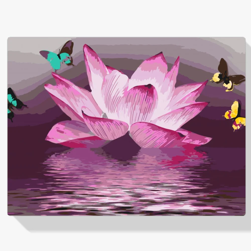 Pintura Diamante - Loto y mariposa