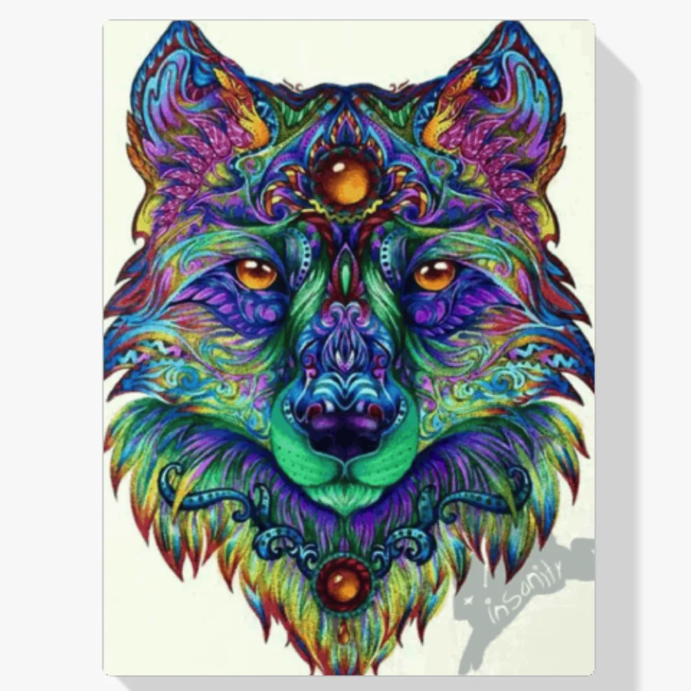 Pintura Diamante - Mandala Lobo