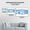 Pintura Diamante - Mariposa azul cerca de flor blanca 5 paneles