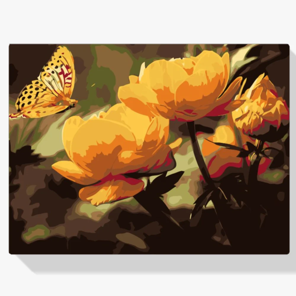 Pintura Diamante - Mariposa con flores