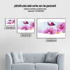 Pintura Diamante - Mariposa rosa sobre flor rosa 5 paneles