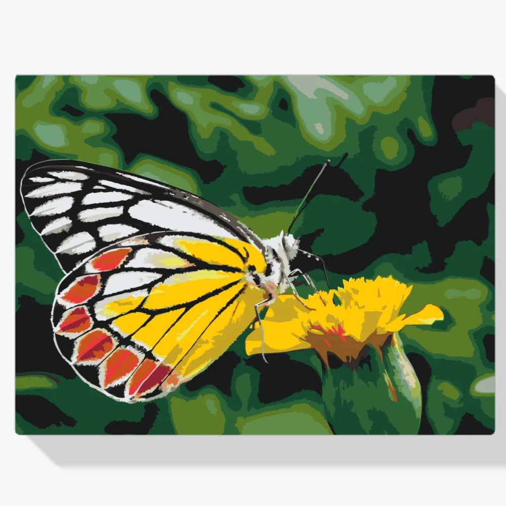 Pintura Diamante - Mariposa sobre flor amarilla