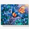 Pintura Diamante - Mariposa sobre flor azul