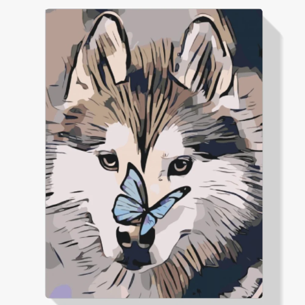 Pintura Diamante - Mariposa y husky
