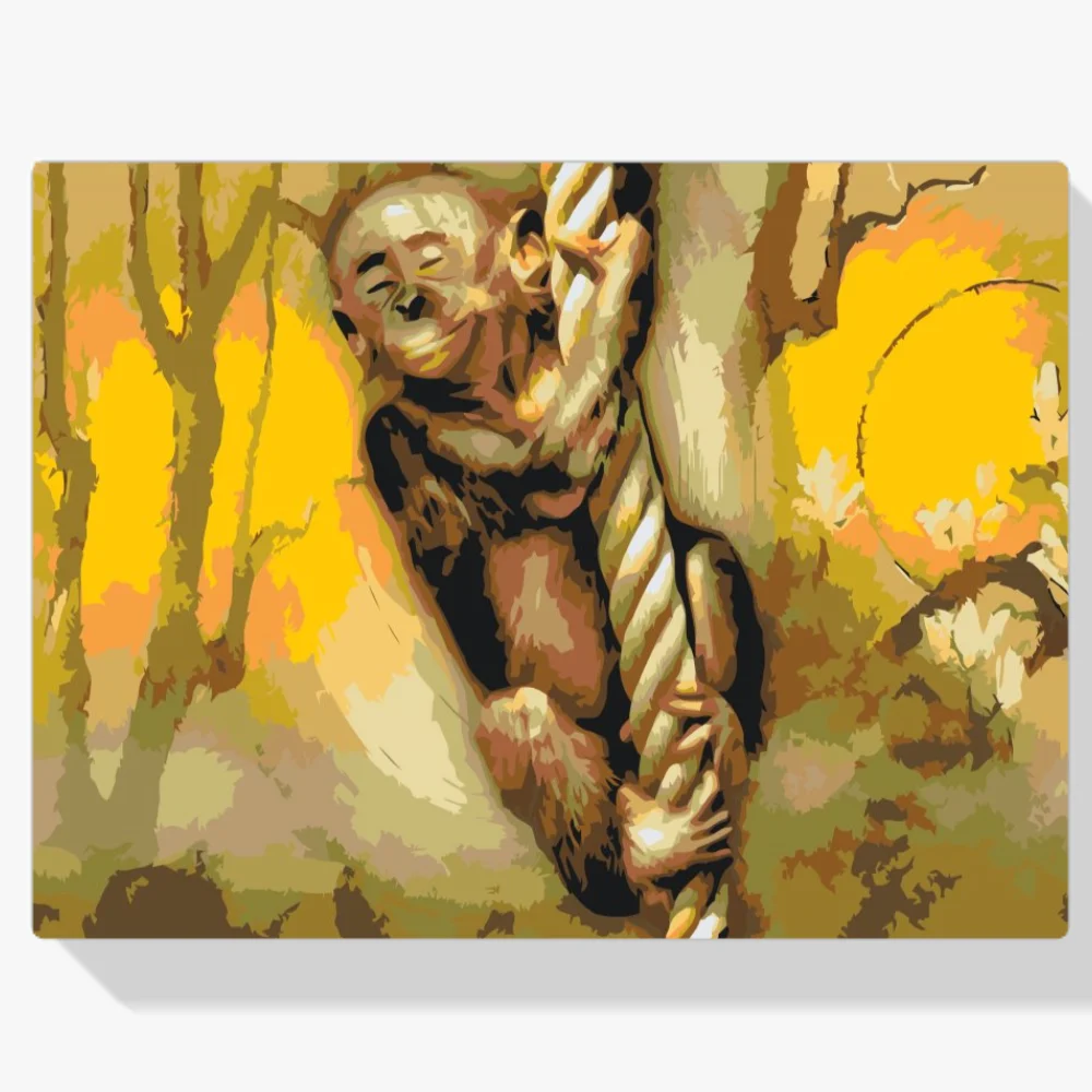 Pintura Diamante - Mono en una cuerda