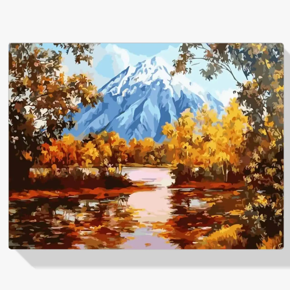 Pintura Diamante - Montañas Otoño Río