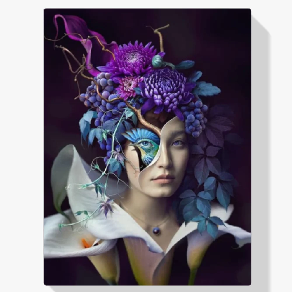 Pintura Diamante - Mujeres con flor y ojo de pájaro