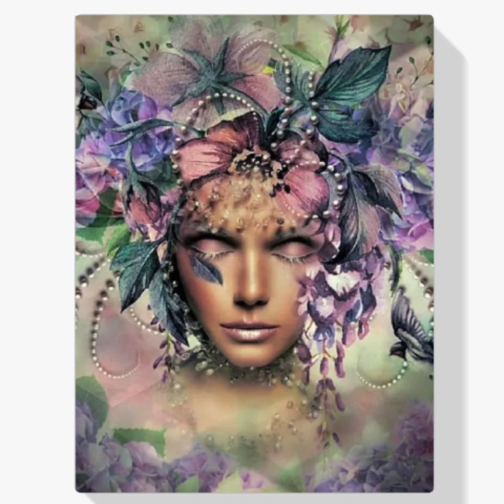 Pintura Diamante - Mujeres con flor y pájaro