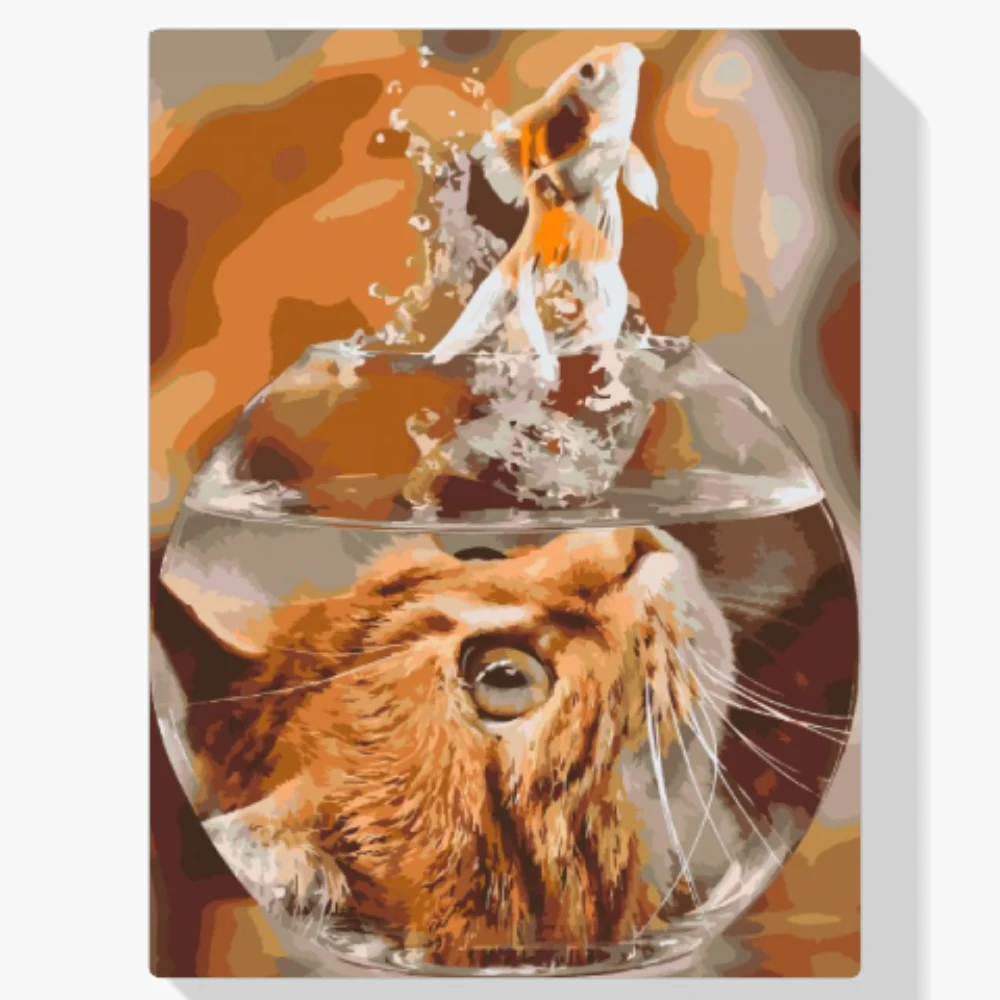 Pintura Diamante - Ojo de gato de un pez de colores