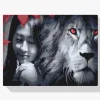 Pintura Diamante - Ojos rojos de un león