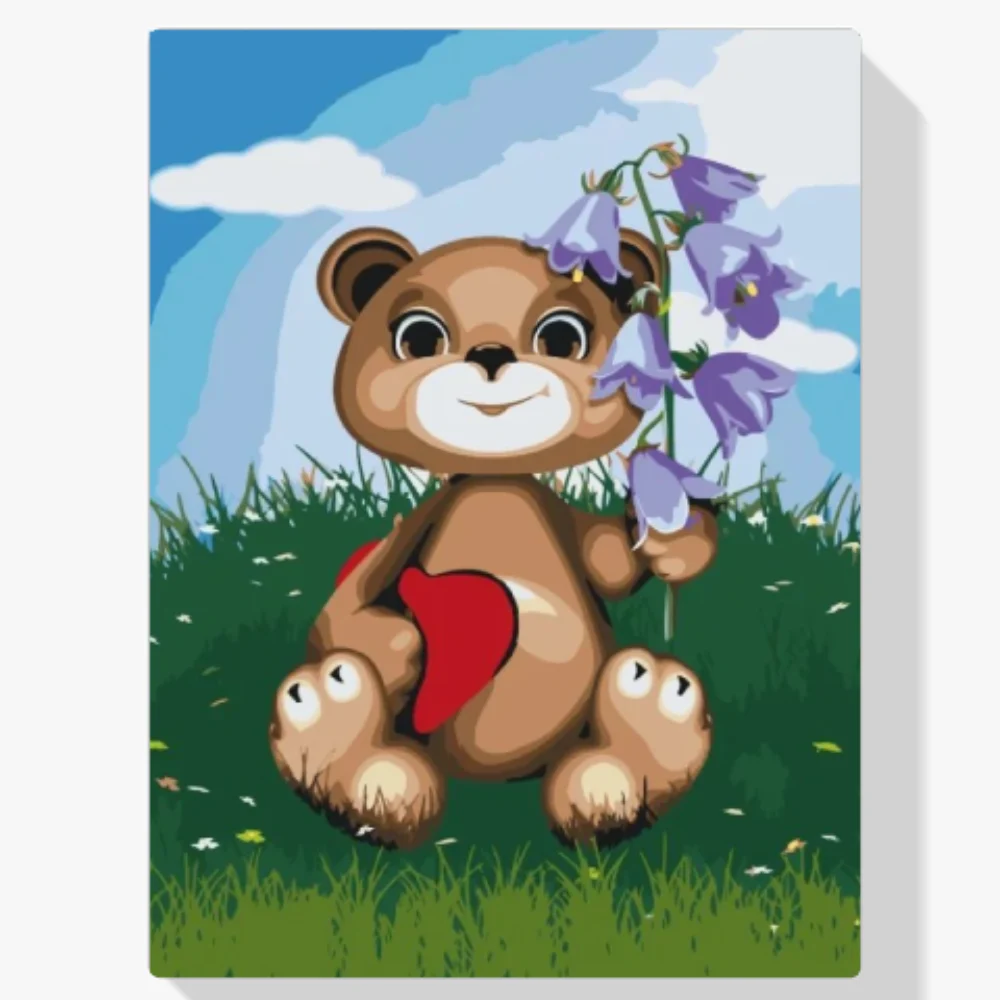 Pintura Diamante - Osito de peluche con lirio de los valles