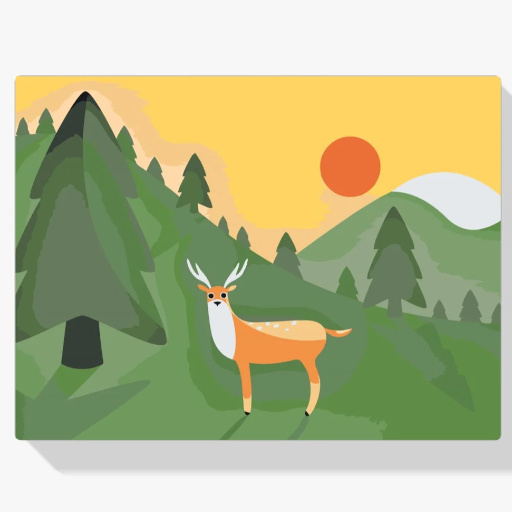 Pintura Diamante - Paisaje con ciervos