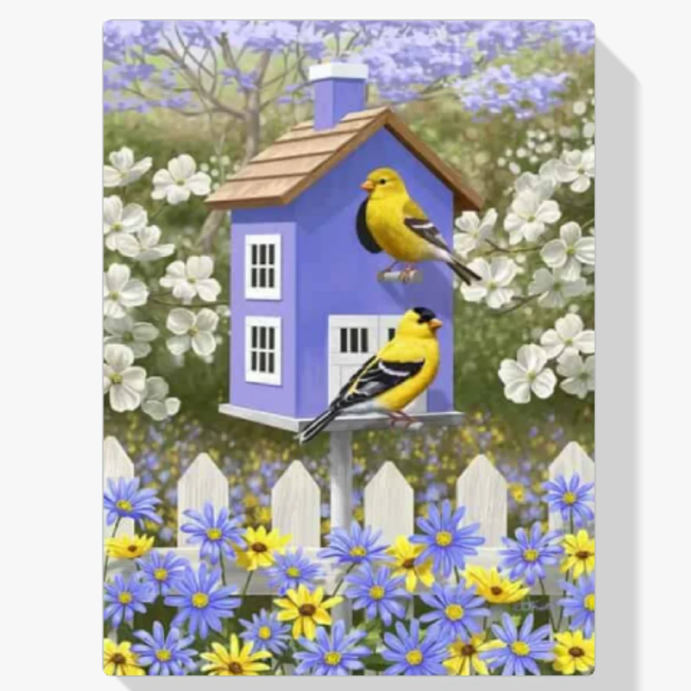 Pintura Diamante - Pájaro en el jardín de flores