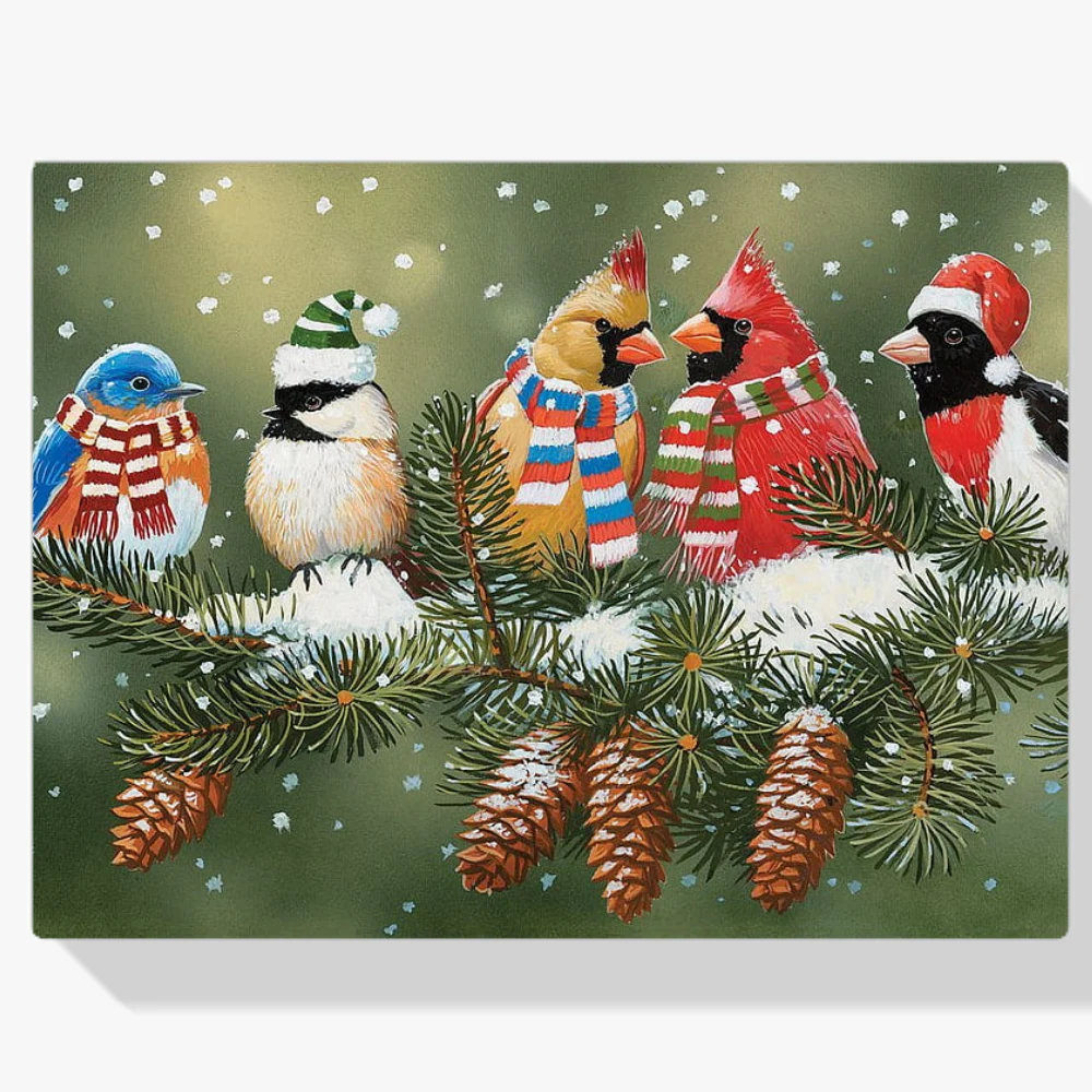 Pintura Diamante - Pájaros de Navidad