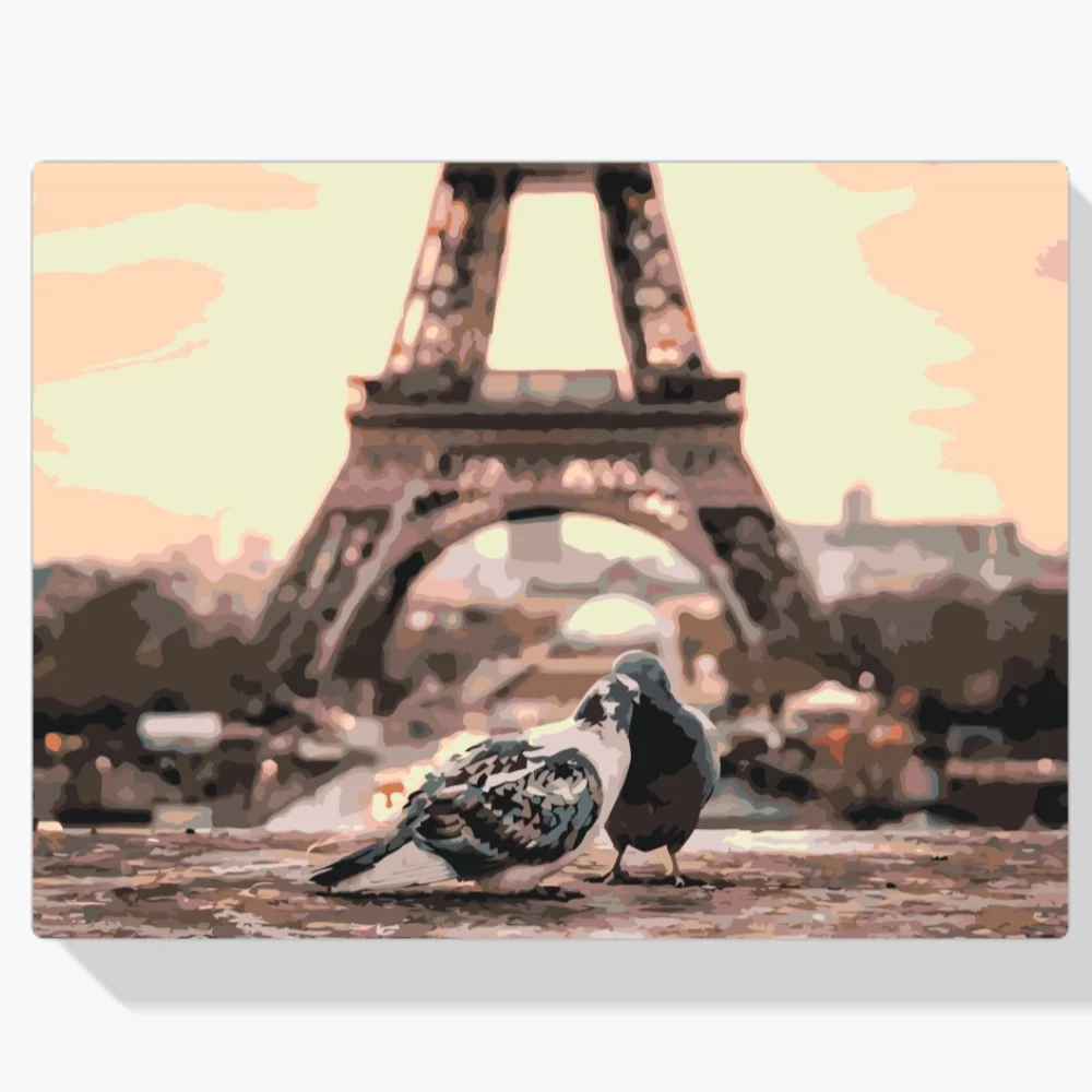 Pintura Diamante - Palomas en París