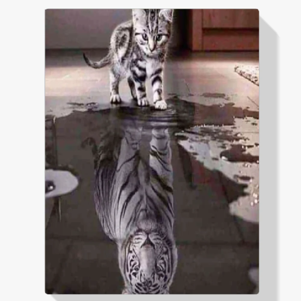 Pintura Diamante - Gatito a tigre