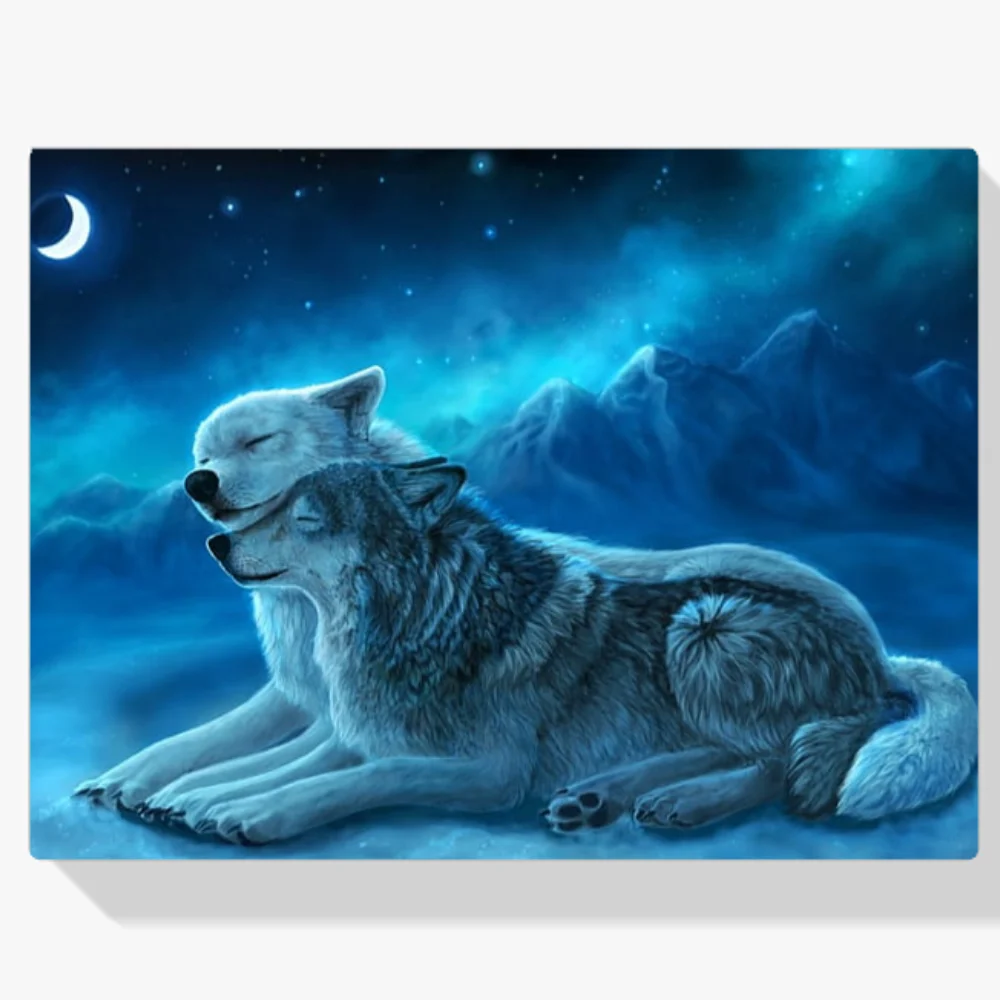 Pintura Diamante - Pareja de lobos