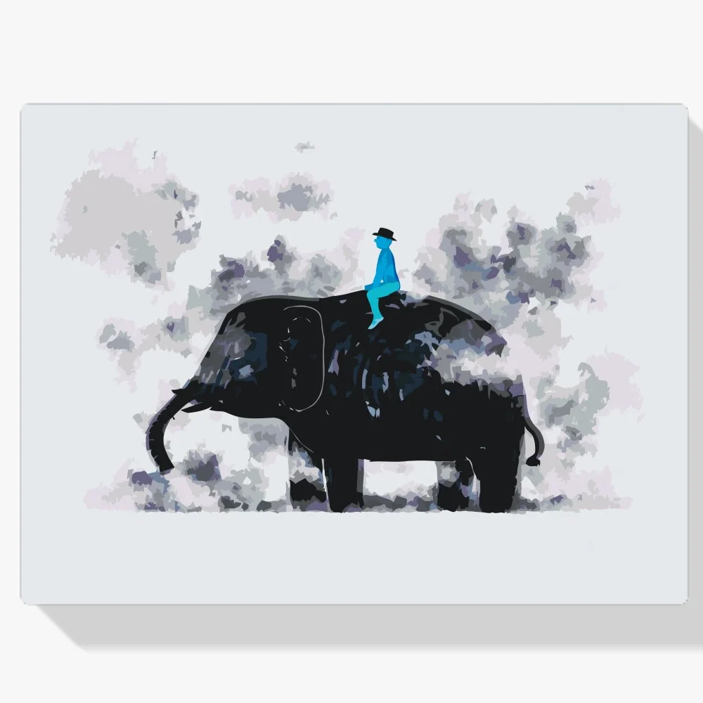 Pintura Diamante - Paseo en elefante