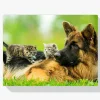 Pintura Diamante - Pastor alemán con gatitos