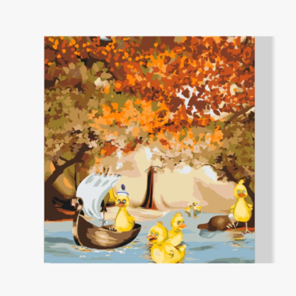 Pintura Diamante - Patos en movimiento