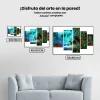 Pintura Diamante - Pavo real en un bosque de colores 5 paneles