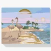 Pintura Diamante - Pelícanos en la playa