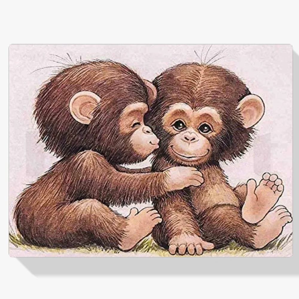 Pintura Diamante - Pequeños monos