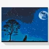 Pintura Diamante - Perro aullador en luna llena