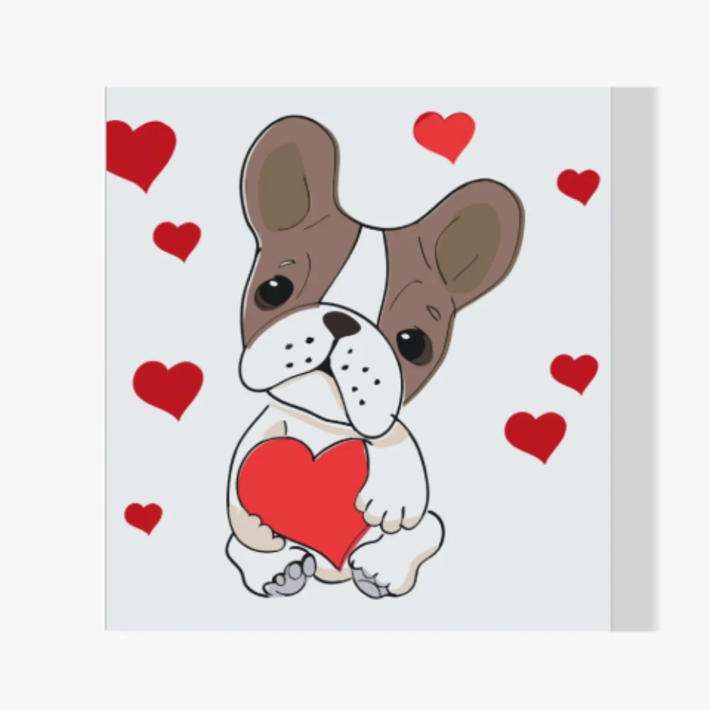 Pintura Diamante - Perro con corazones