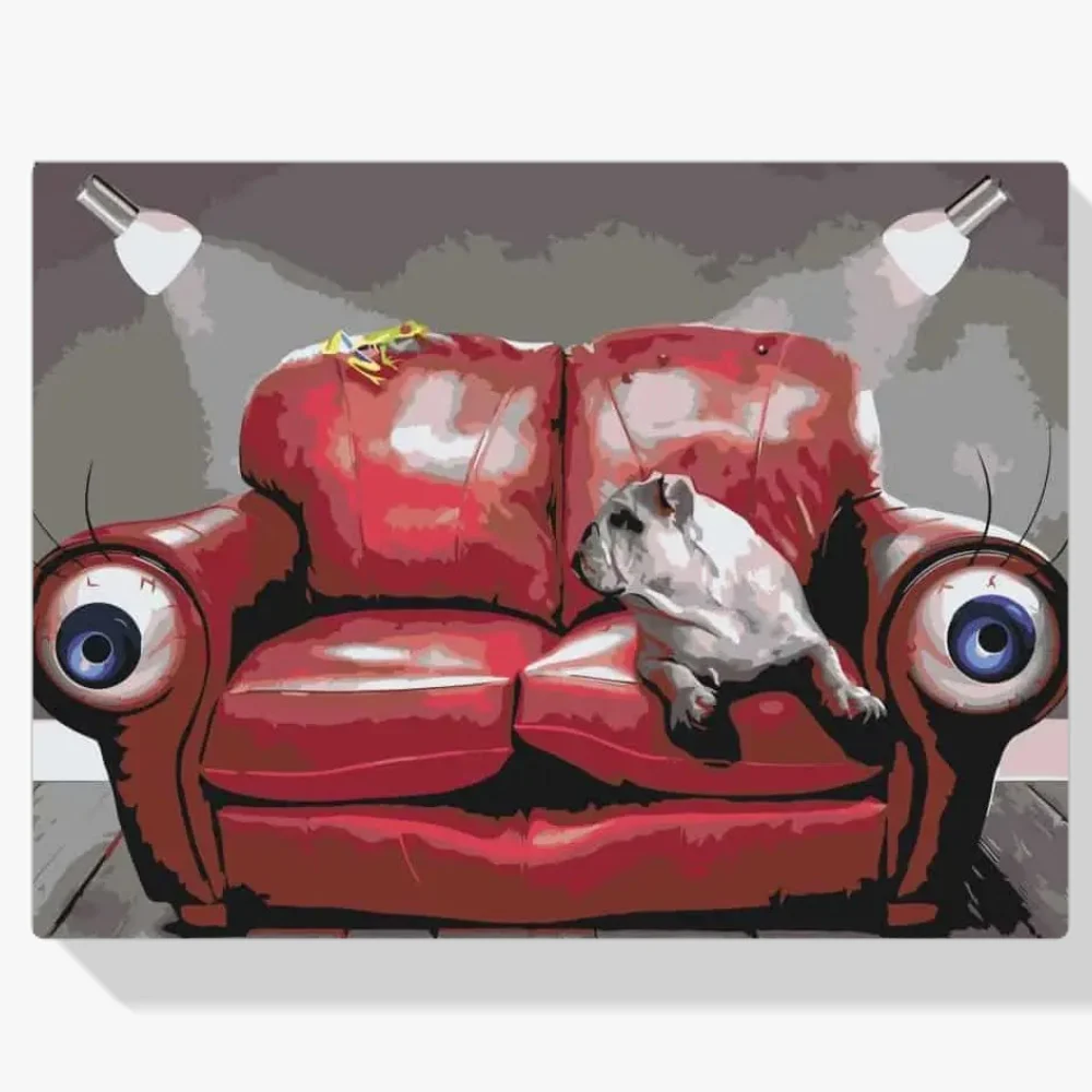 Pintura Diamante - Perro de sofá