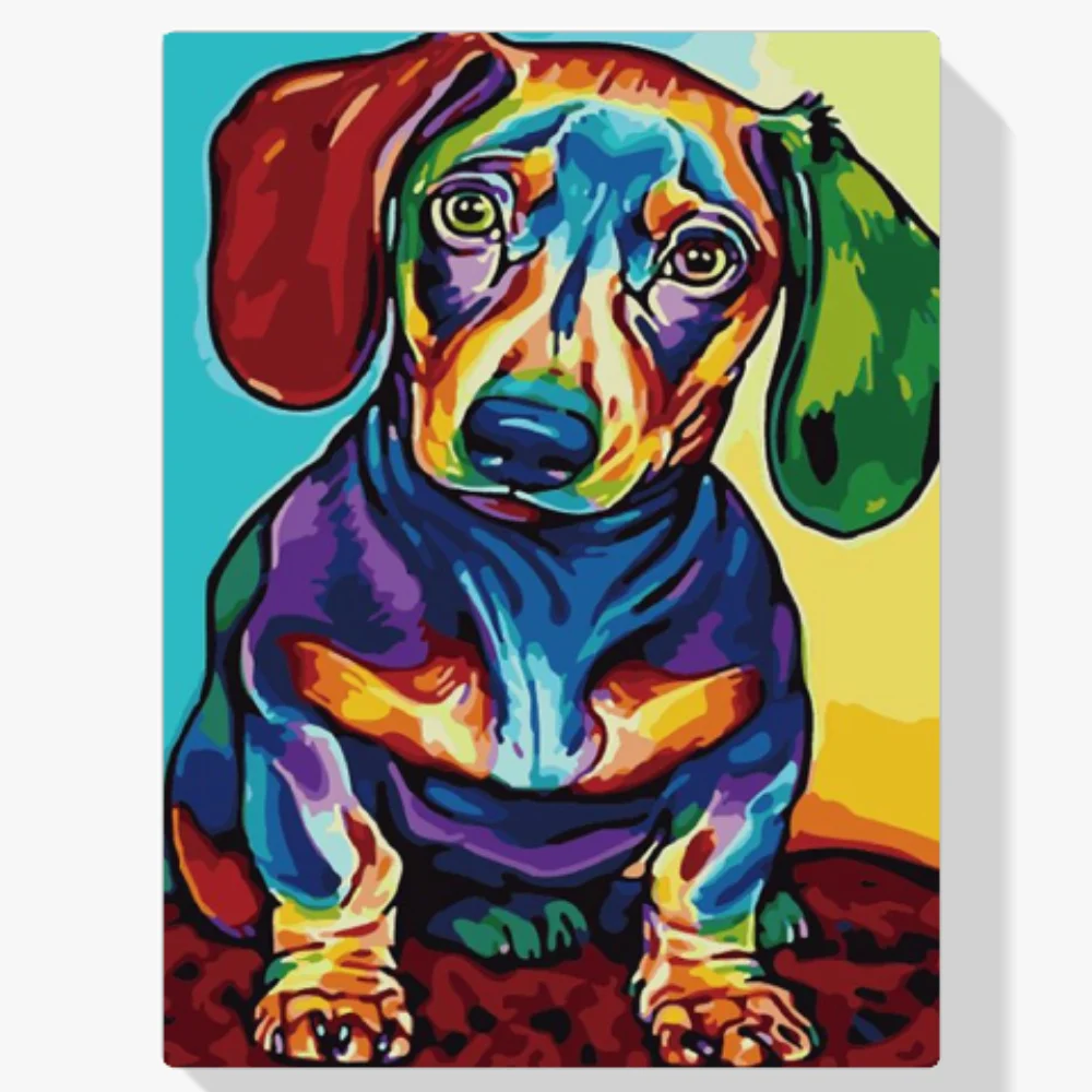 Pintura Diamante - Perro salchicha de color