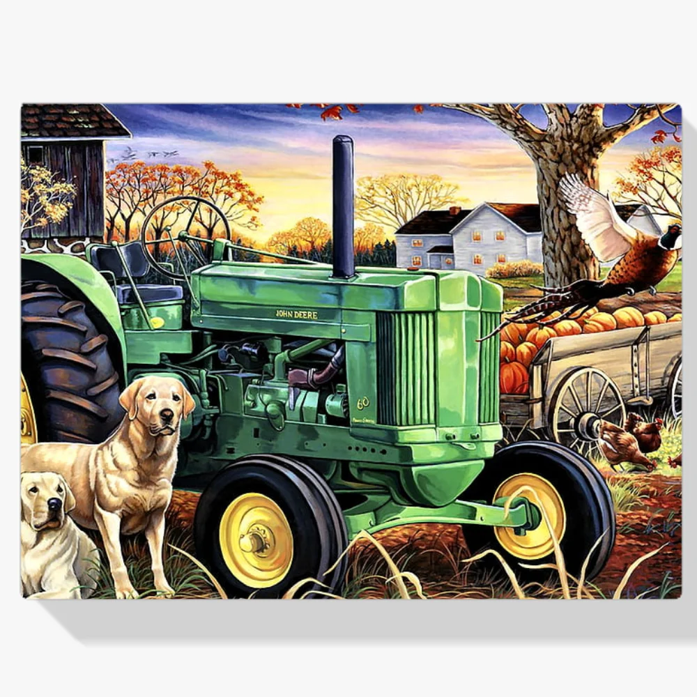 Pintura Diamante - Perros en la granja