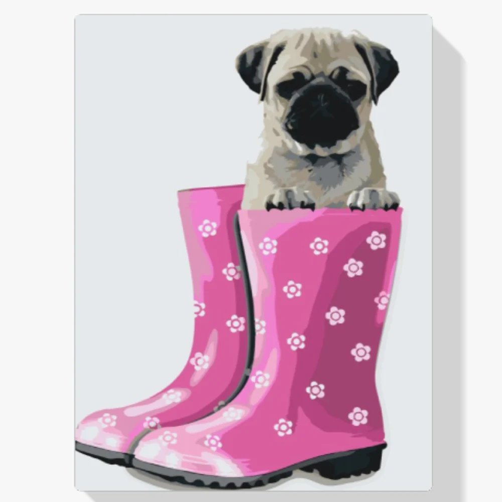 Pintura Diamante - Pug con botas de goma