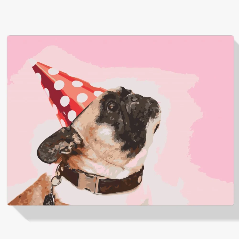 Pintura Diamante - Pug en la fiesta