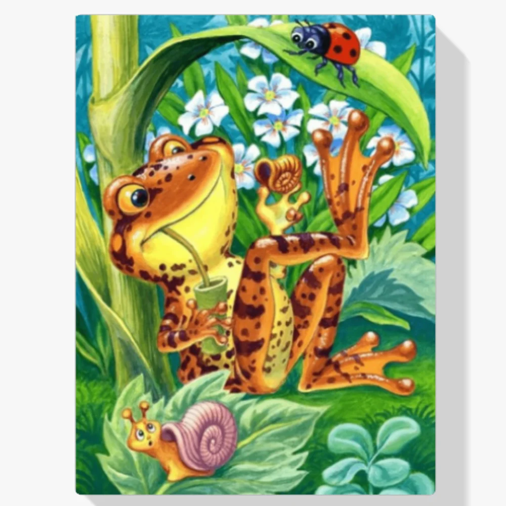 Pintura Diamante - Rana con mariquita