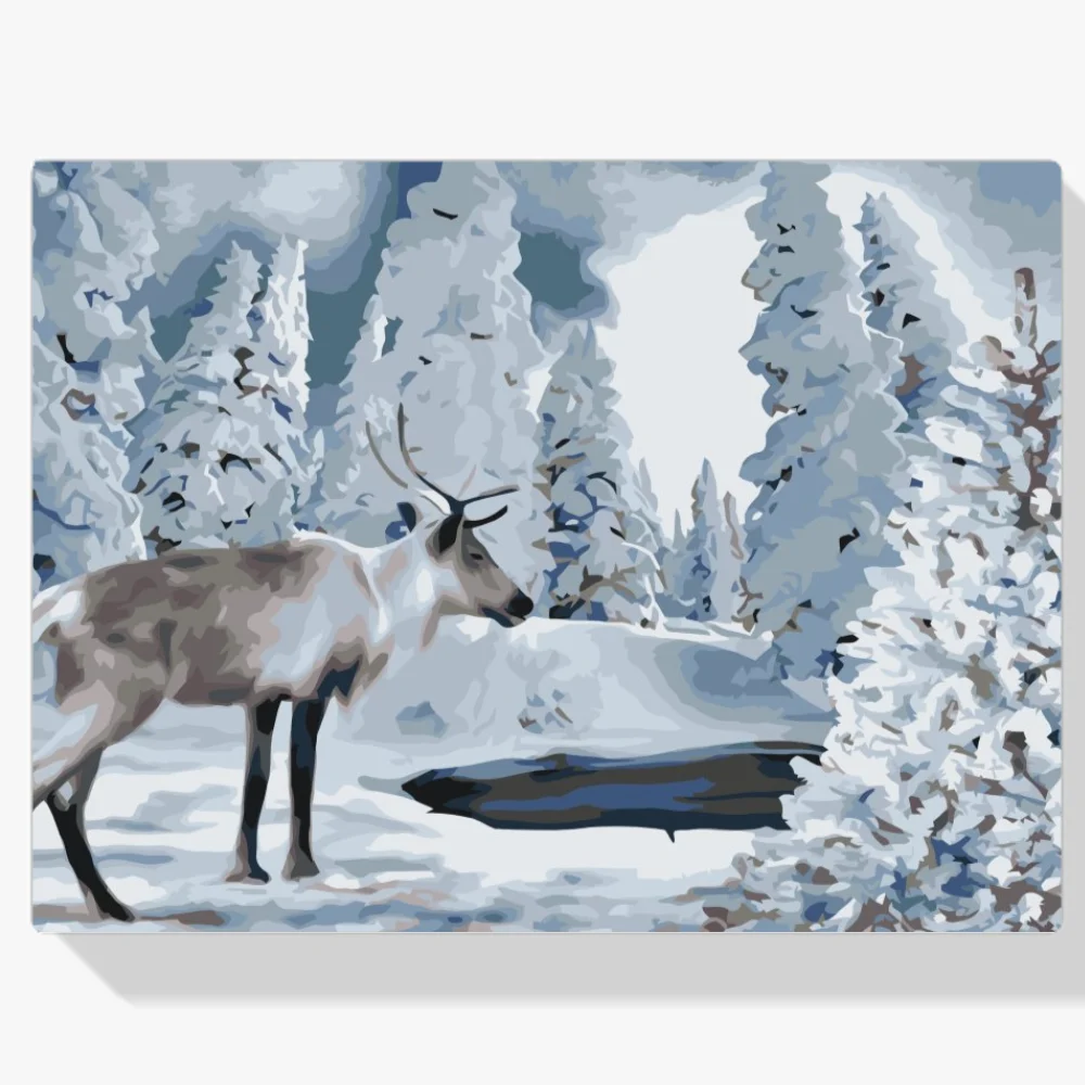 Pintura Diamante - Renos en un paisaje nevado