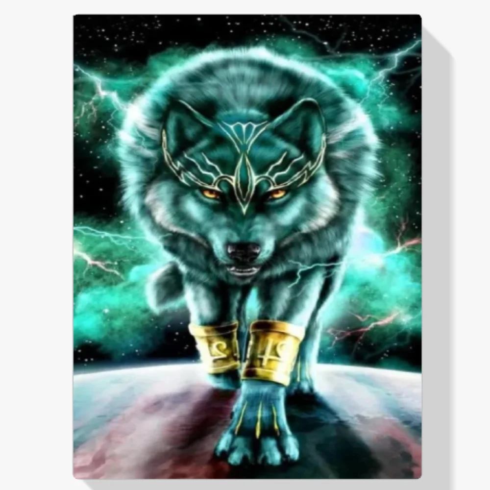 Pintura Diamante - Rey Lobo Mágico Azul