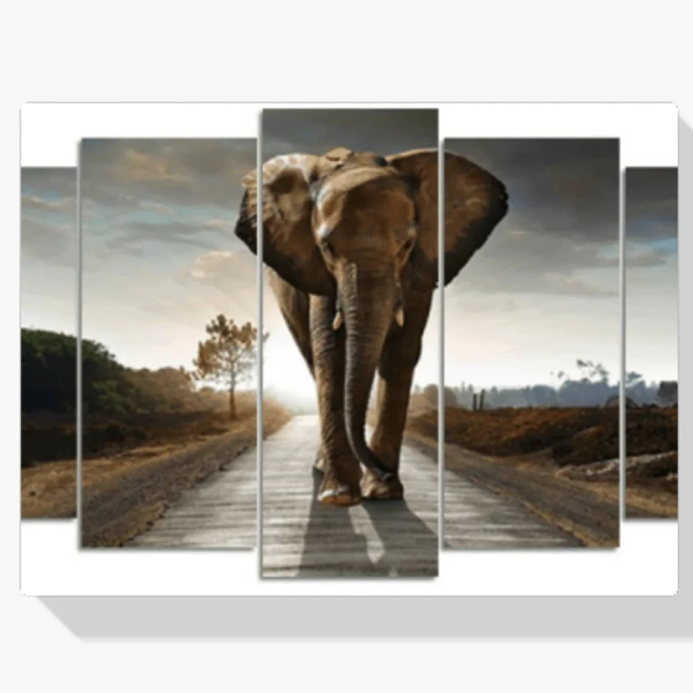 Pintura Diamante - Safari Elefante 5 escotillas