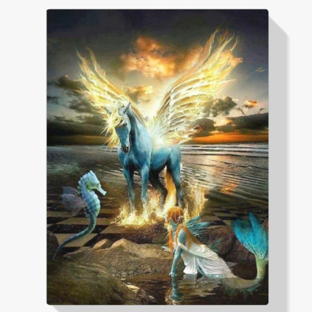 Pintura Diamante - Sirena y caballito de mar