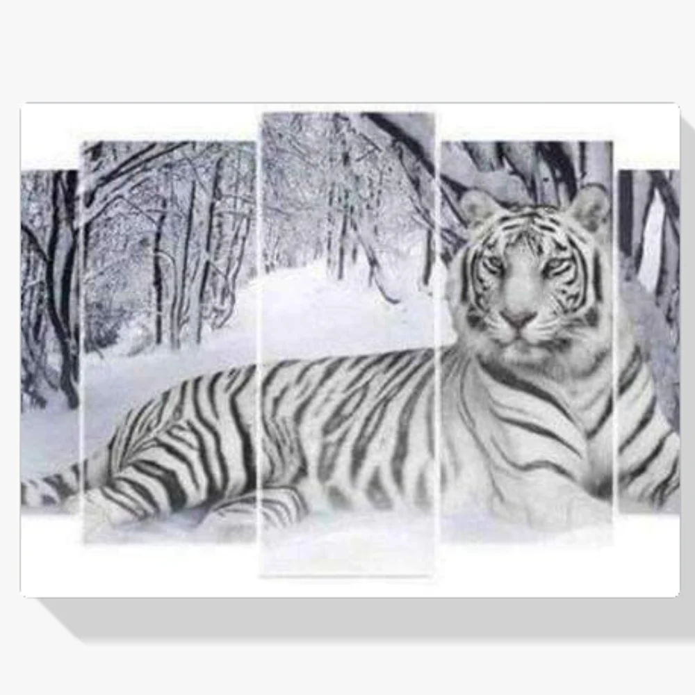 Pintura Diamante - Tigre blanco 5 paneles