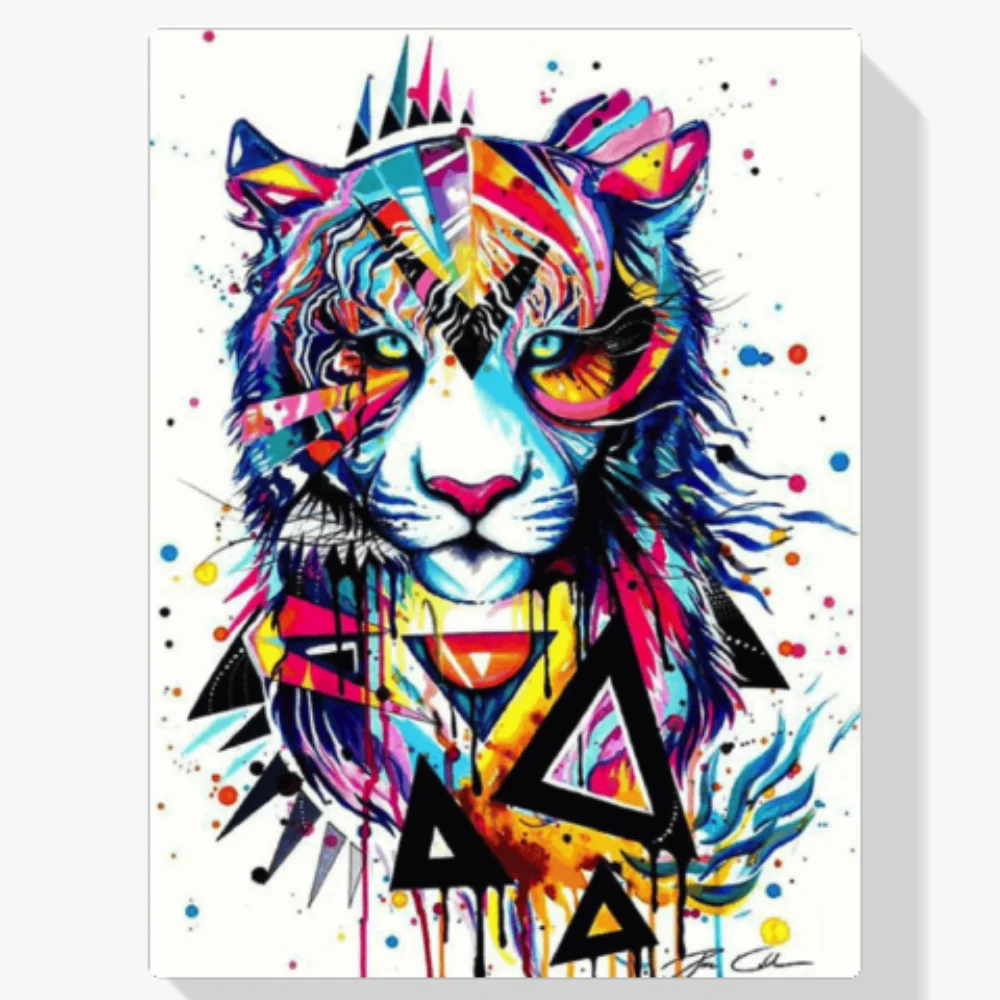 Pintura Diamante - Tigre colorido