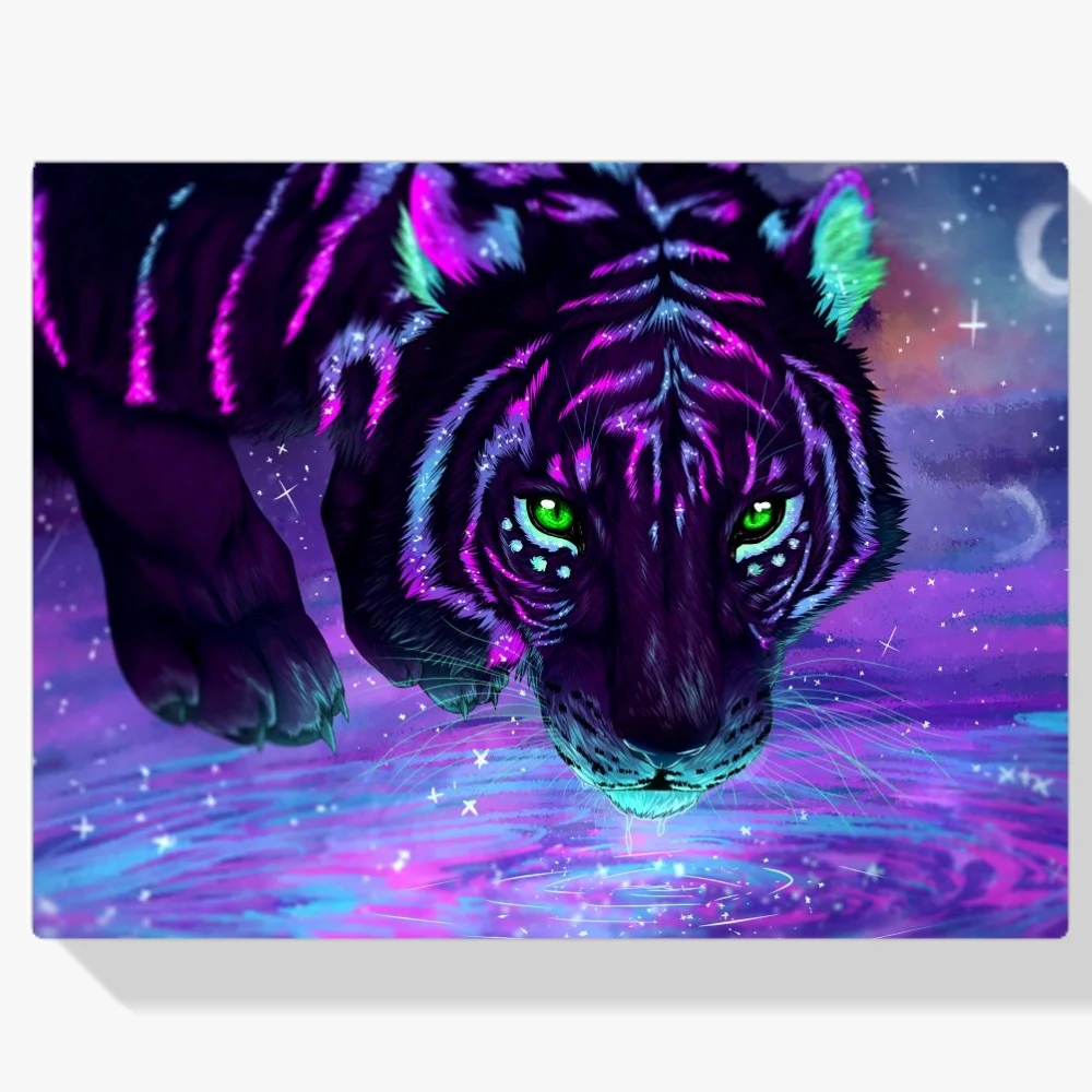 Pintura Diamante - Tigre colorido