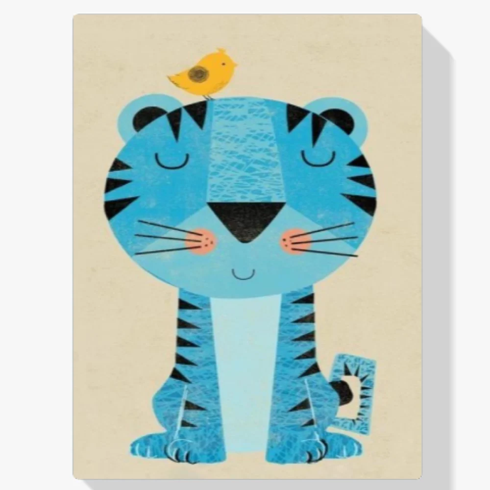 Pintura Diamante - Tigre con pájaro en la cabeza